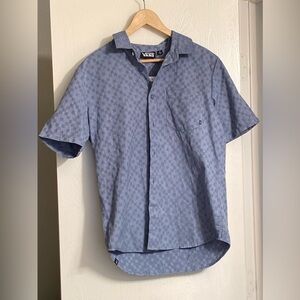 Vans Button Down Checkered Short Sleeve Cotton Shirt Gray Men Size Small